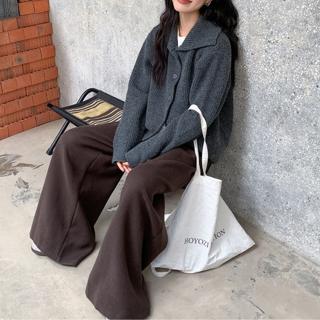 high neck knit cardigan J00059