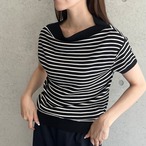 オフショルダーボーダーニット［50029］　