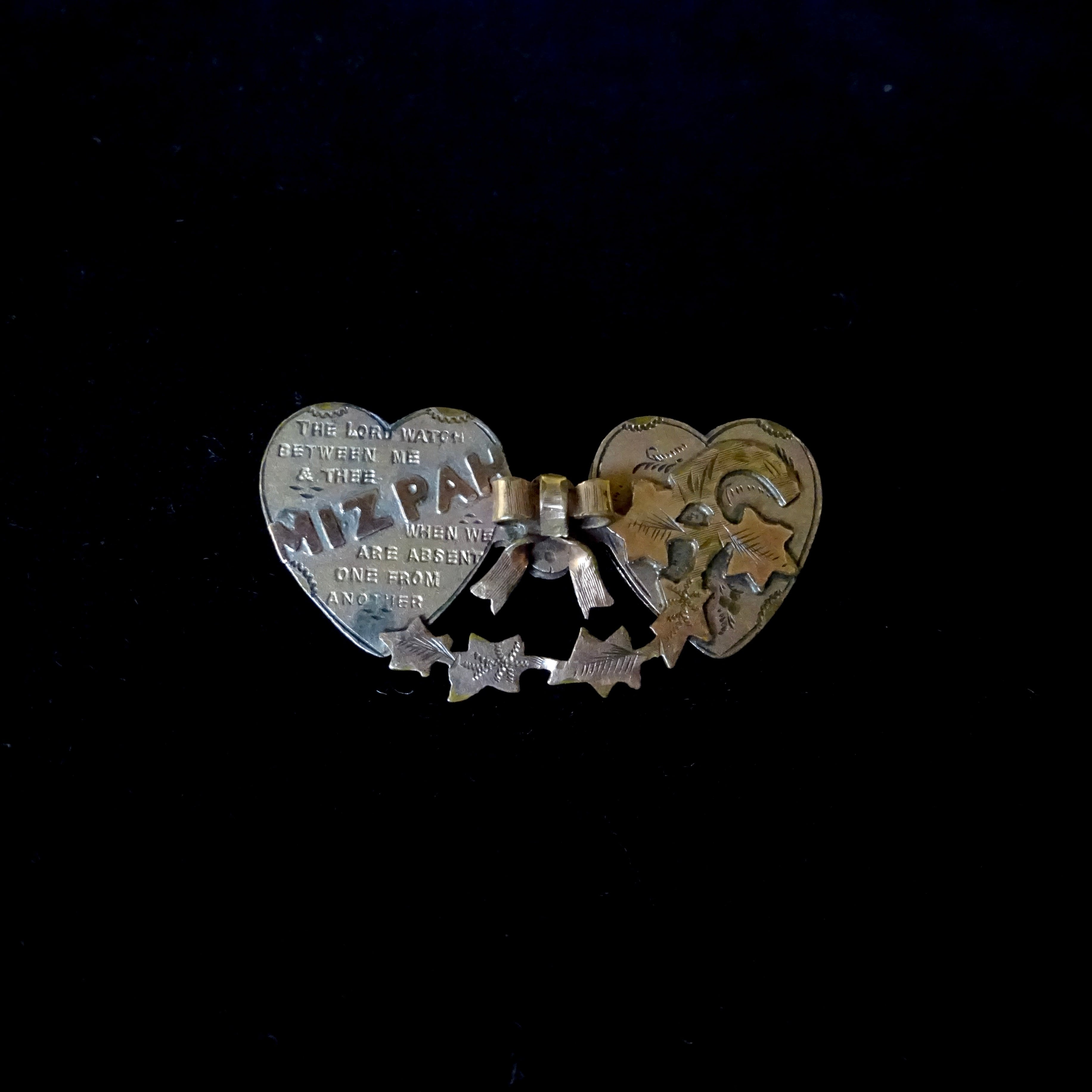 1930's〜1940's MIZPAH Double hearts brooch | loveletter