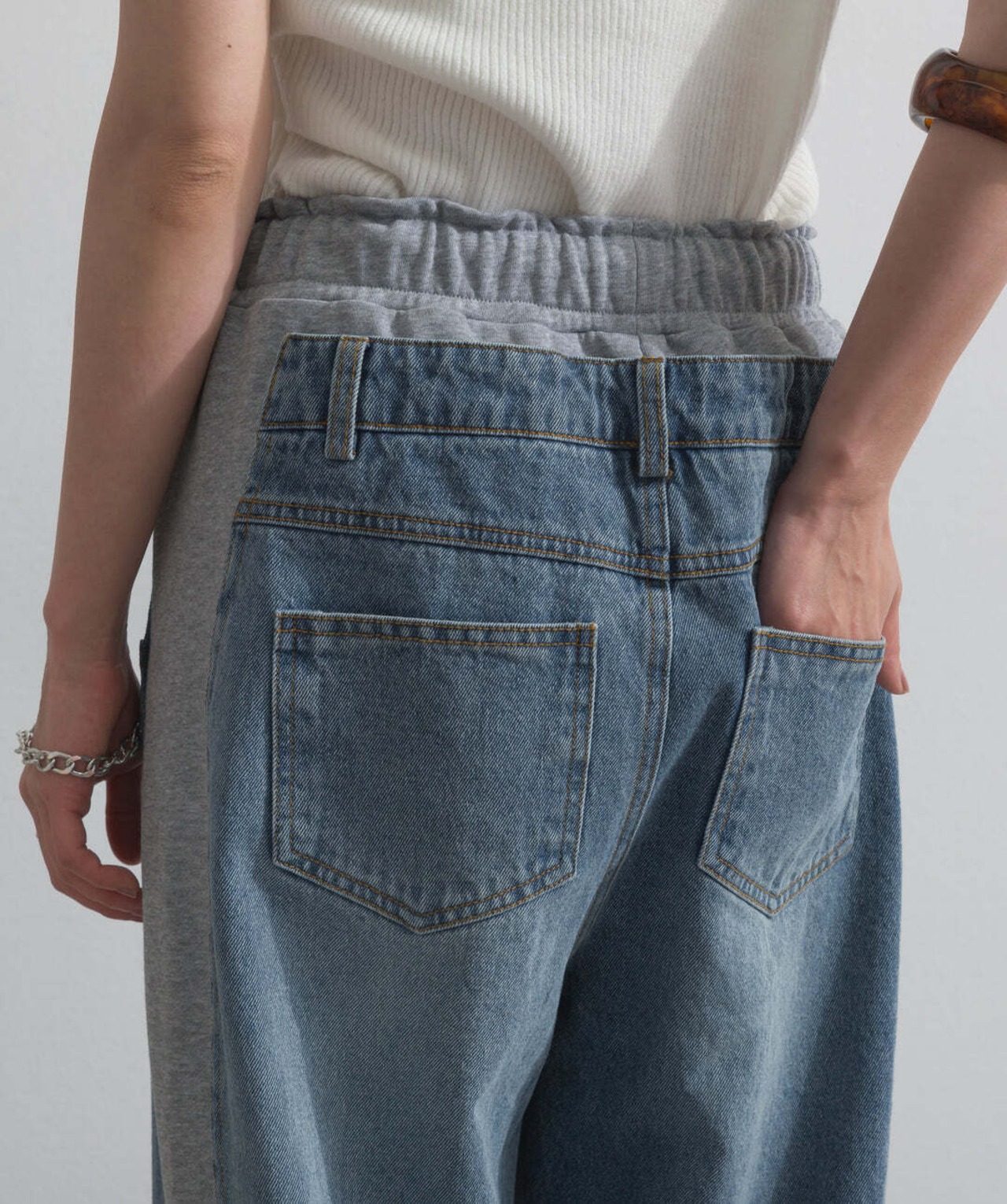2407026 サイドスウェットドッキングデニム gray