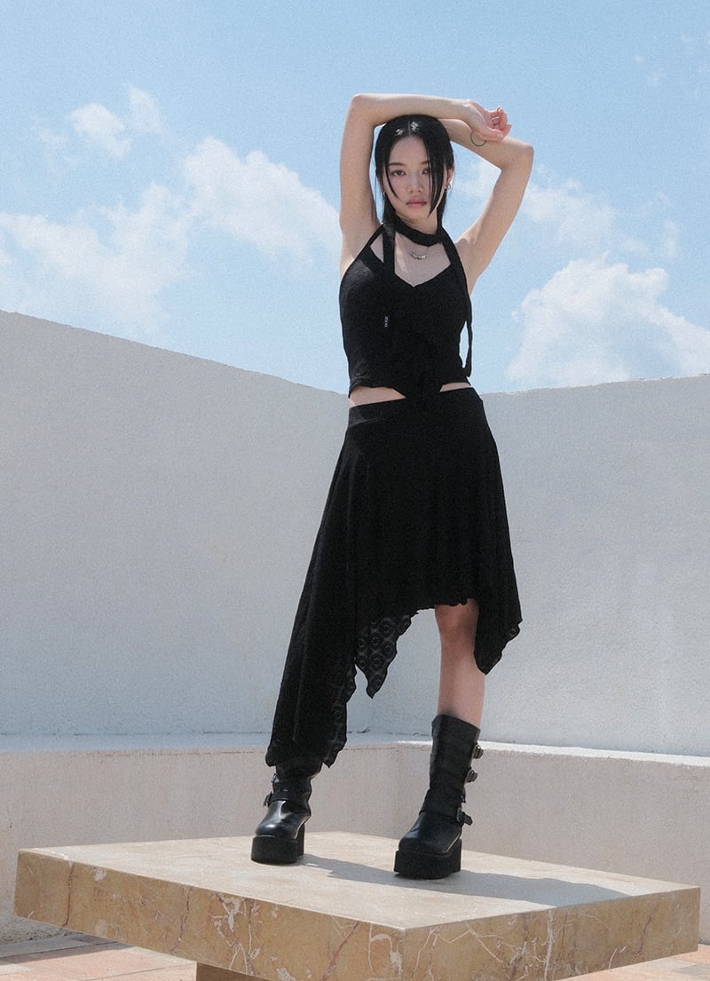 as”on] SIA UNBALANCE SKIRT 正規品 韓国ブランド 韓国通販 韓国代行