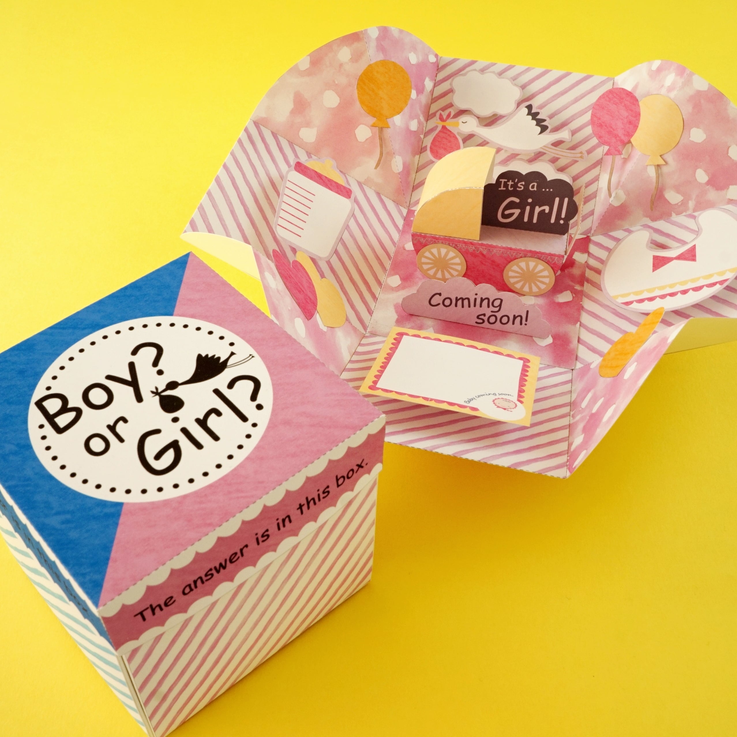 性別発表サプライズ】ジェンダーリビールBOX（女の子用） | 紙あそび