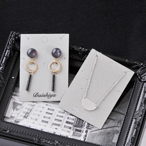 【名入れ箔押し】オリジナル台紙 L ピアス ネックレス ブレスレット用 グレー 100枚 47×67mm SD40