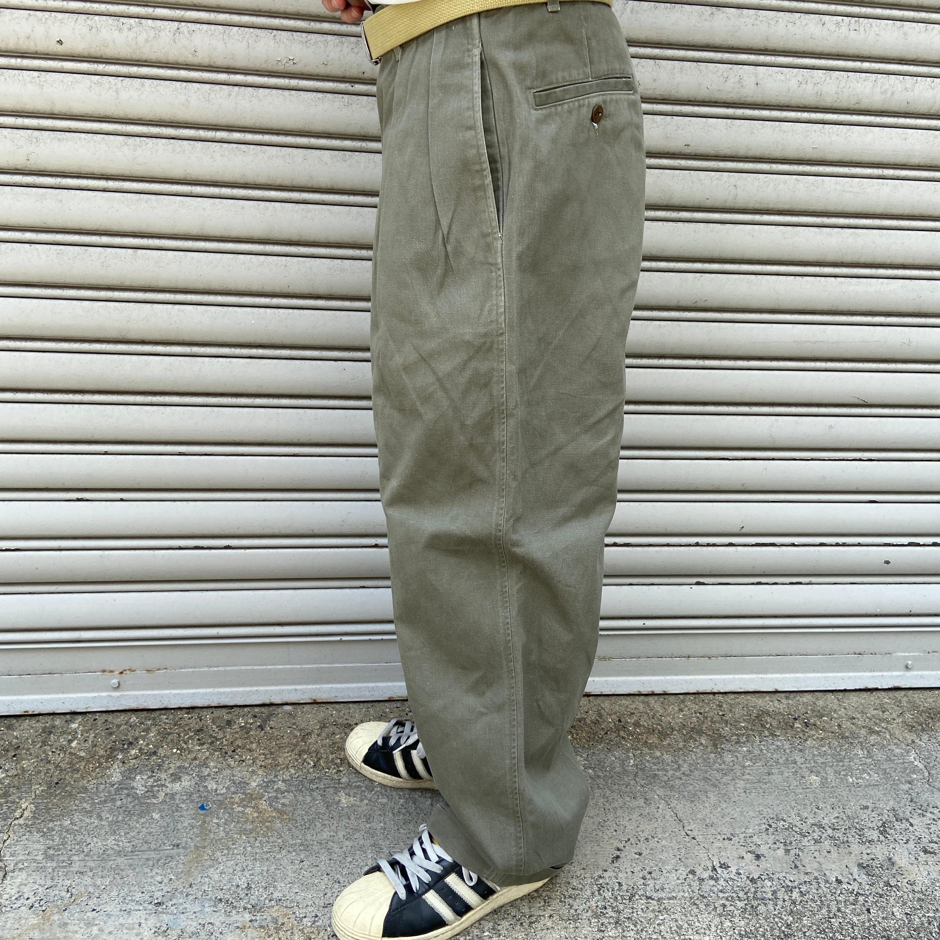 80s USA製 ラルフローレン 2タックチノパンツ カーキ W33L34 80s USA製 ラルフローレン 2タックチノパンツ カーキ W33L34