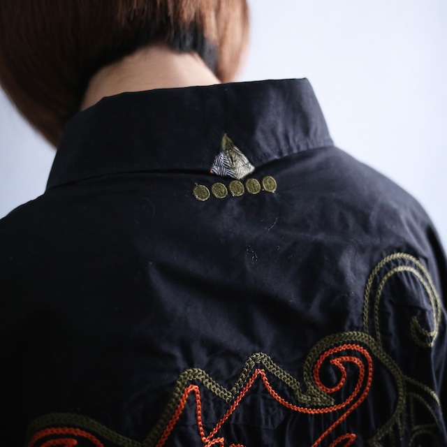 "COOGI" embroidery and patchwork and line design XXXXL super over size shirt