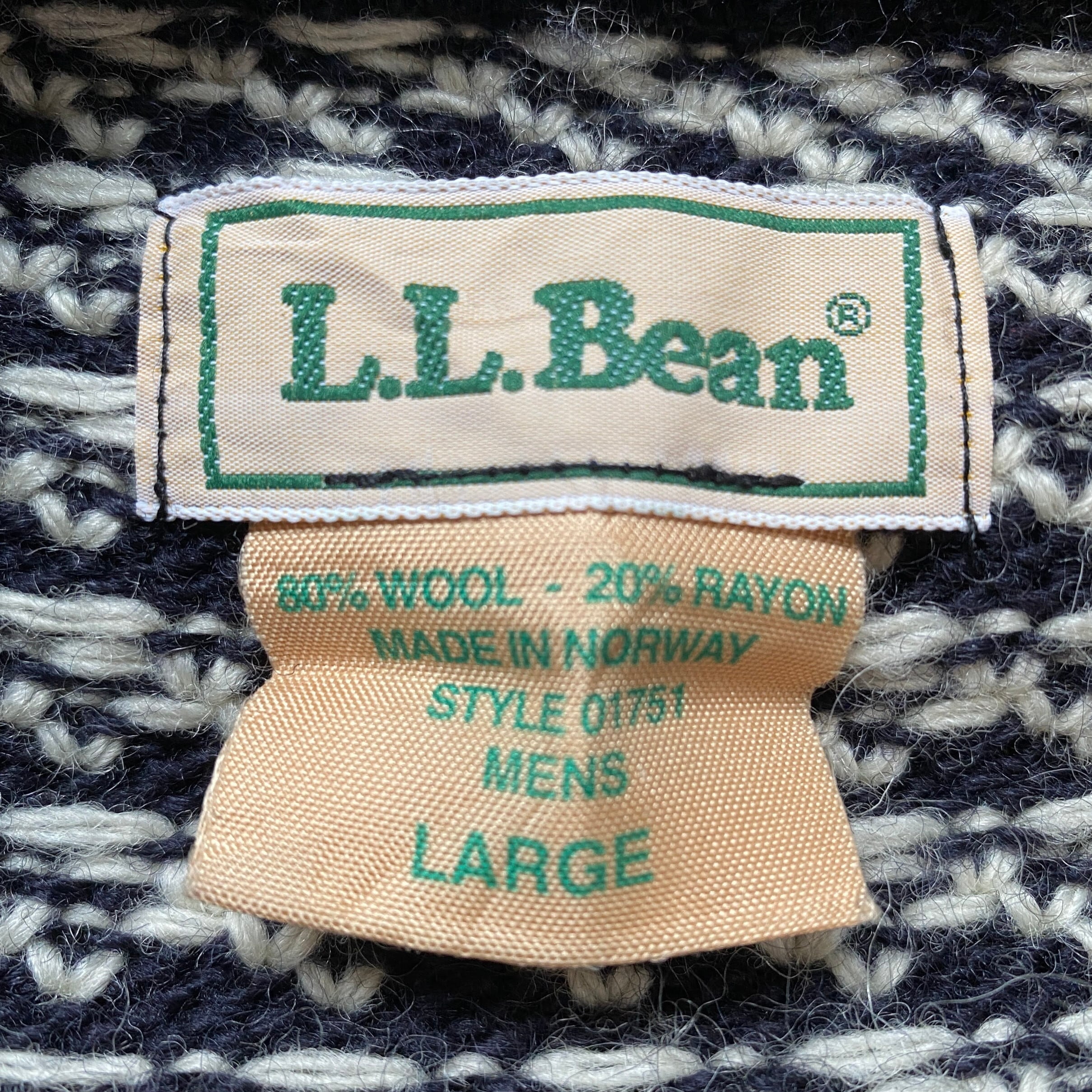 80年代 ノルウェー製 L.L.Bean エルエルビーン バーズアイ 総柄 ウール