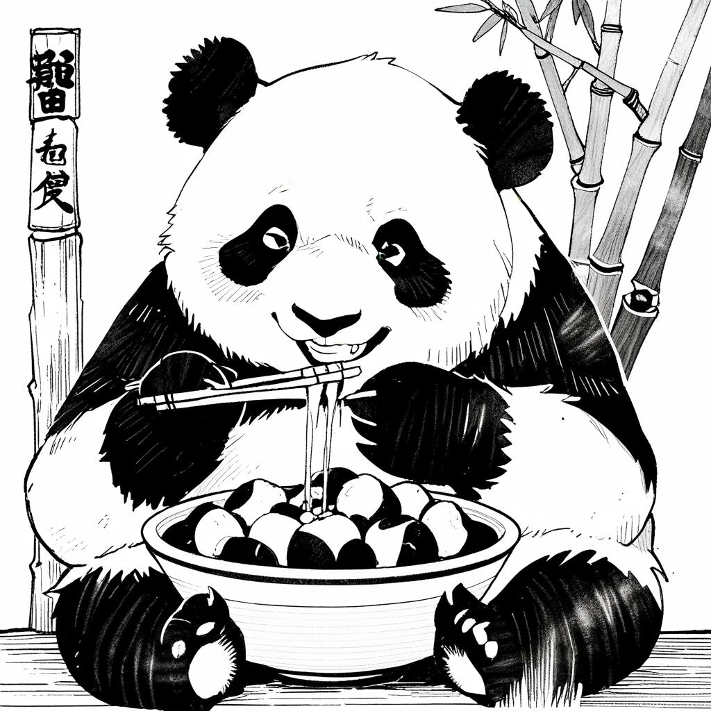 竹と笹を食べるパンダ【AIイラスト】（20枚セット） | ImaginaryStock