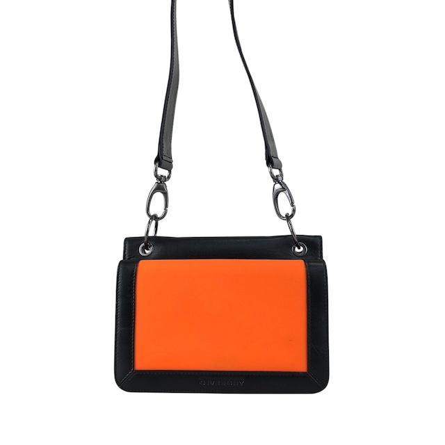 GIVENCHY ジバンシィ ショルダーバッグ ブラック オレンジ ロゴ レザー ナイロン セミショルダーバッグ vintage ヴィンテージ オールド ahpuhk