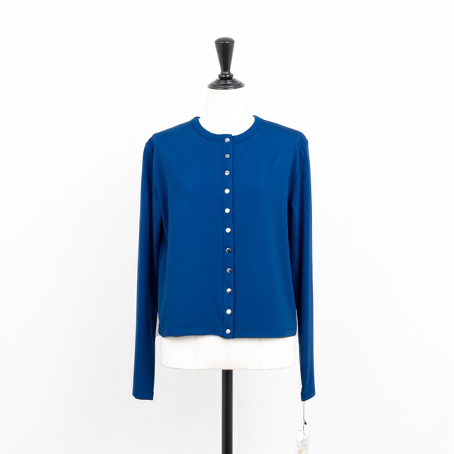 【PRIORITY／プライオリティー】スナップジャージーショートカーディガン（ブルー）