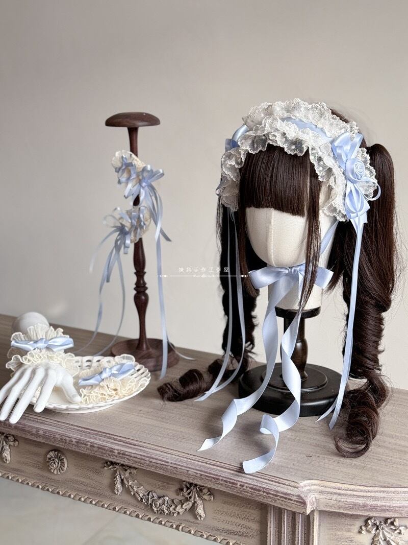 ♡ No.2 天使のうさぎさん付き 編み上げリボンヘッドドレス