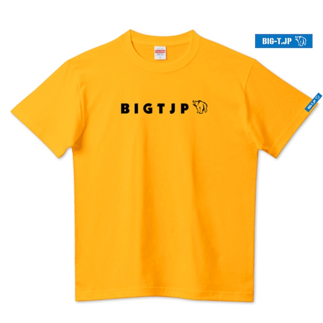 ＜新サイズ＞5XL 67cmまで！Big-T.jp ロゴTシャツ05 BlueTag（厚手）5.6oz ゴールド