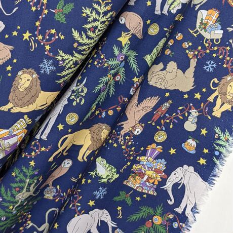 ◆輸入 リバティ LIBERTY タナローン Liberty Christmas Blue リバティクリスマス ブルー 約130×50cm