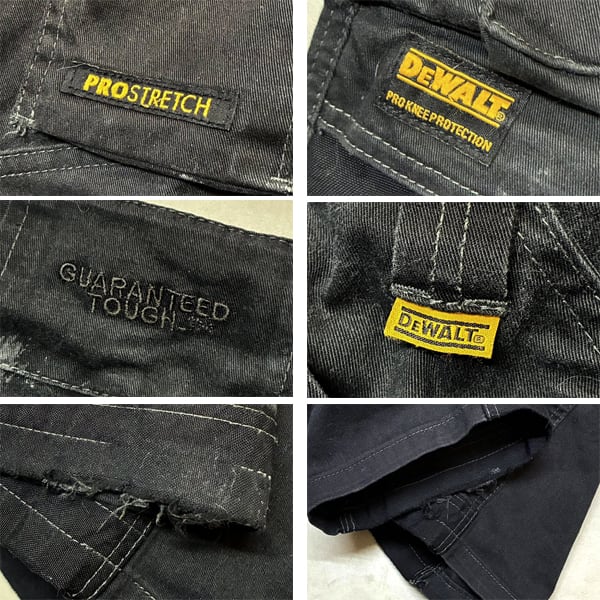1点物◇DeWaltダブルニー黒カーゴパンツ古着メンズ30レディースOK