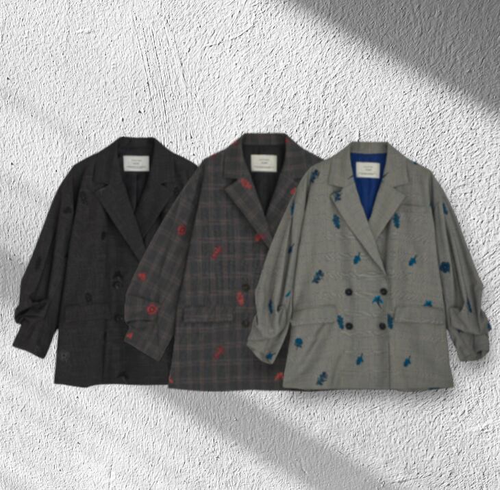 AMERI アメリCHECK FLOWER PAPA JACKET CHECK FLOWER PAPA JACKET