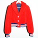 90s vintage red fake fur cropped jacket