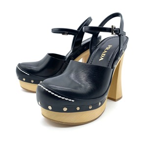 PRADA Wood Heel Chunky Sandal / プラダ ウッド チャンキー ヒール サンダル