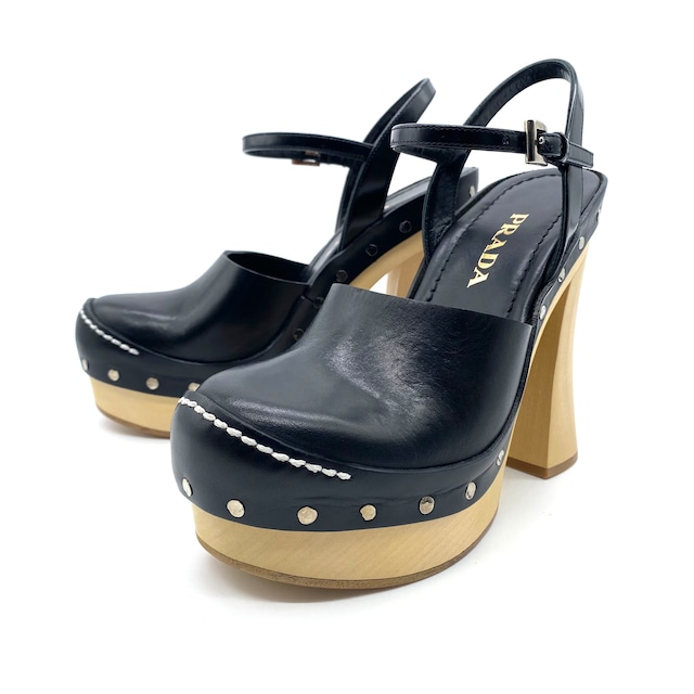 PRADA Wood Heel Chunky Sandal / プラダ ウッド チャンキー ヒール サンダル