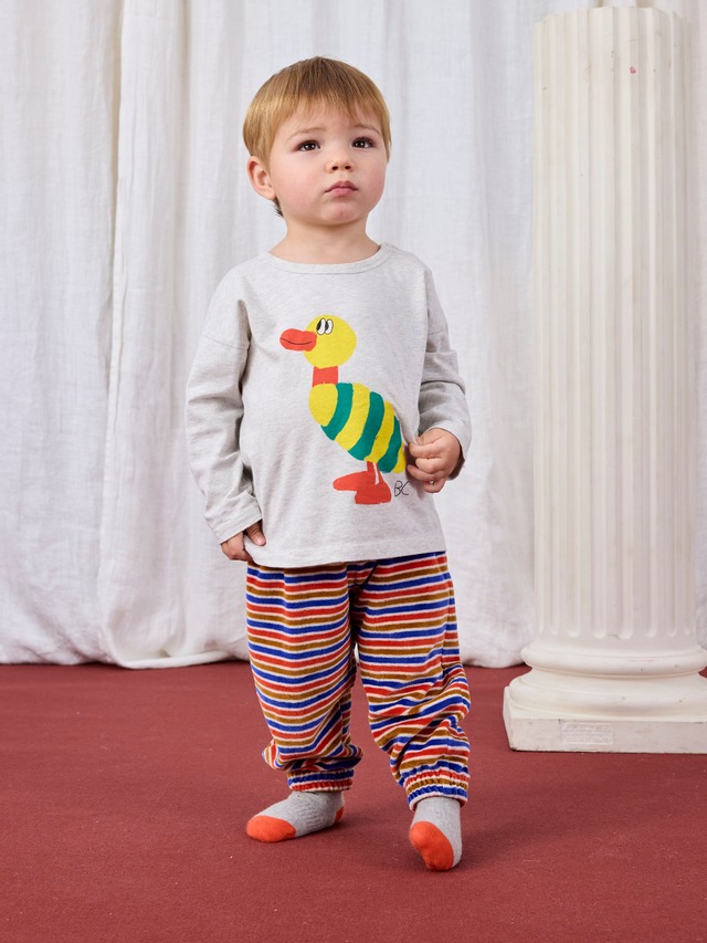 【25AW】BOBOCHOSES(ボボショセス)Striped Duck Tshirt(12m/18m/24m)長袖Tシャツ あひる
