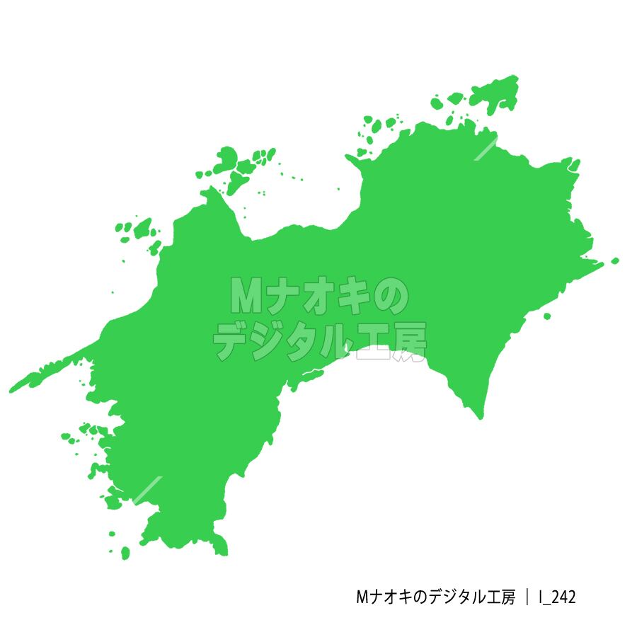 少しゆるい四国地図 フチなし 【I_242】　A slightly loose map of Shikoku without borders