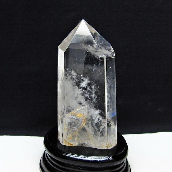 水晶 六角柱 水晶 ポイント 原石 置物 台座付属 一点物 152-4635