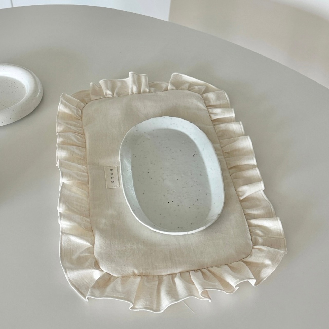 【即納】フリル ミールマット｜ナチュラルリネン - 3