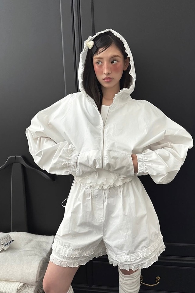 LACE TRIM HOOD JACKET　(WHITE) 2509-94-221