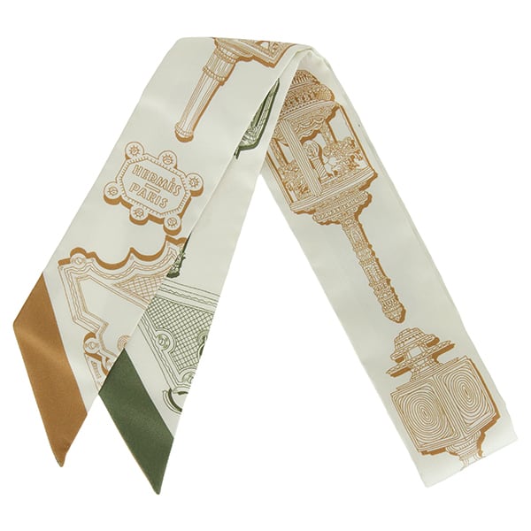 New HERMES エルメス ツイリー メルヴェイユーズランタン クレーム キャラメル カーキ スカーフ 新品