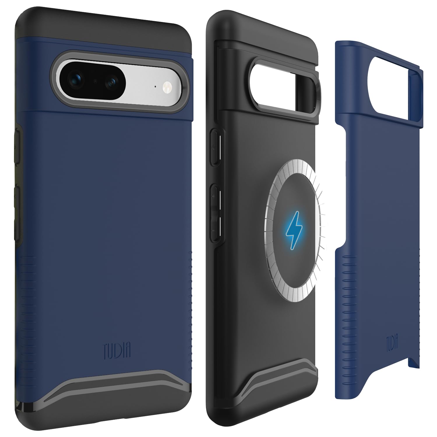 TUDIA「MagSafe対応・落下保護」Pixel 7 用 ケース、「Merge」二層構造防御 耐衝撃 滑り止め TPU Pixel 7 対応 携帯電話カバーバンパー - インディゴブルー