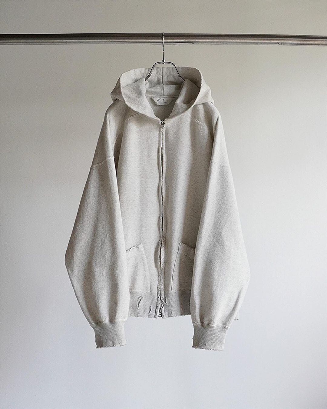 24AW】ANCELLM CRASH ZIP UP HOODIE (HEATHER WHITE) ANC-CT44 | IAAAM