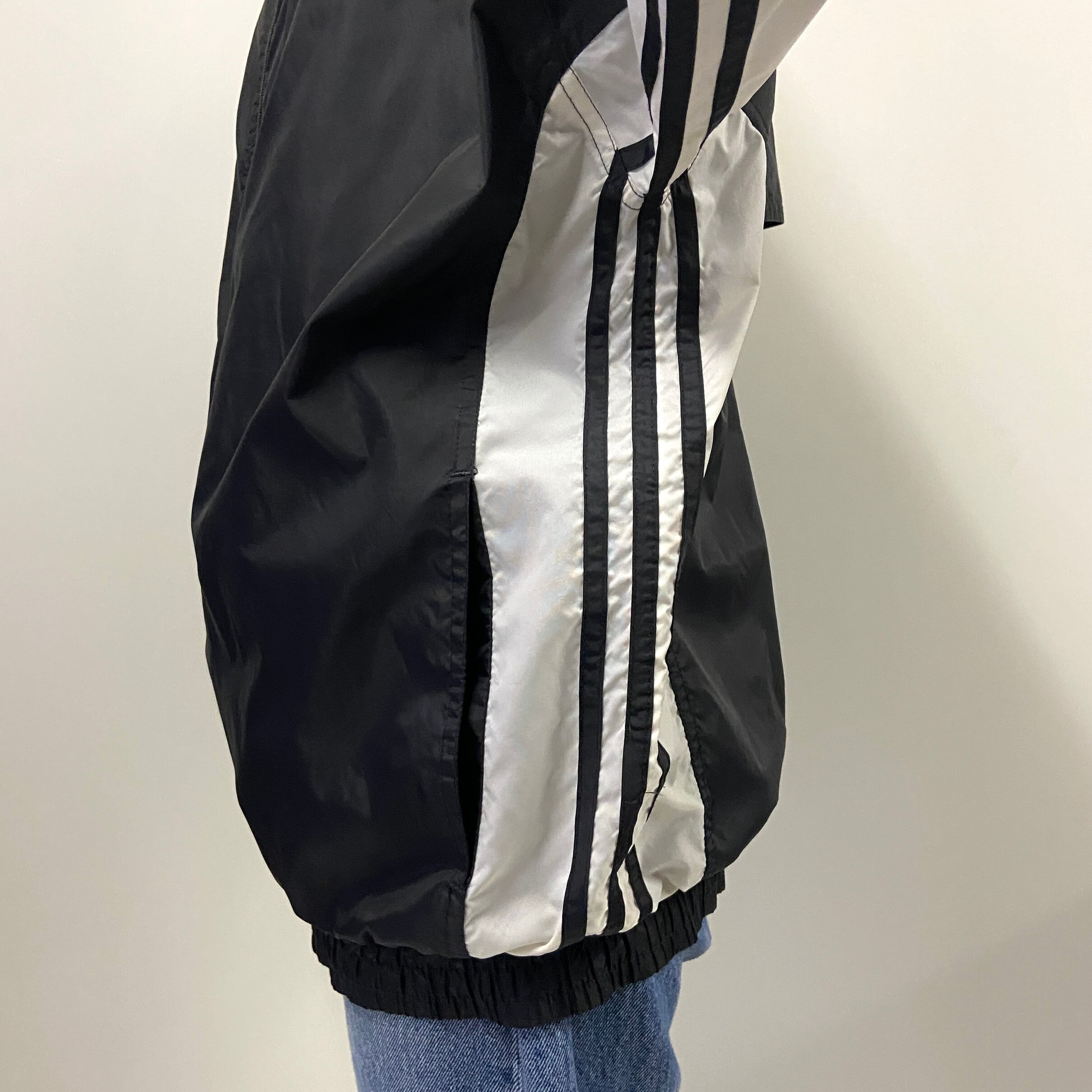 90s adidas 袖ライン ボーダー ナイロンジャケット 白 2XL