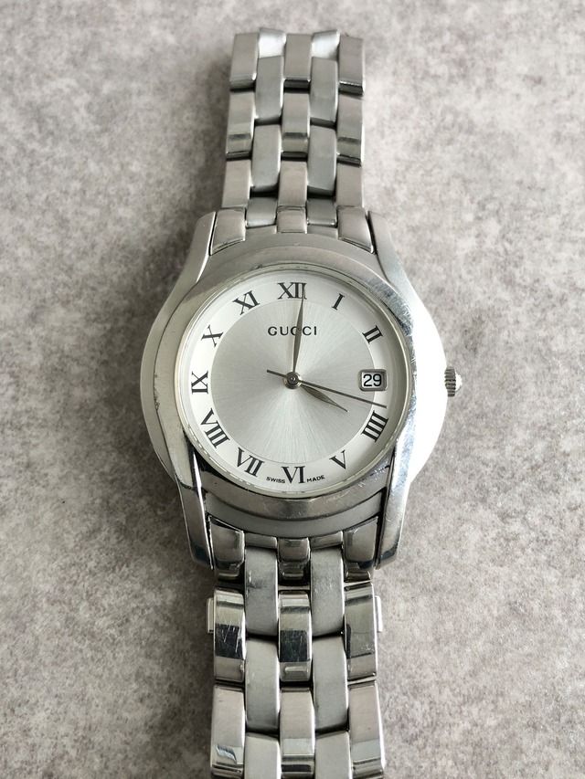 GUCCI グッチ 腕時計 シルバー ローマ文字 ステンレススチール 5500M クウォーツ vintage ヴィンテージ オールド d4tcce