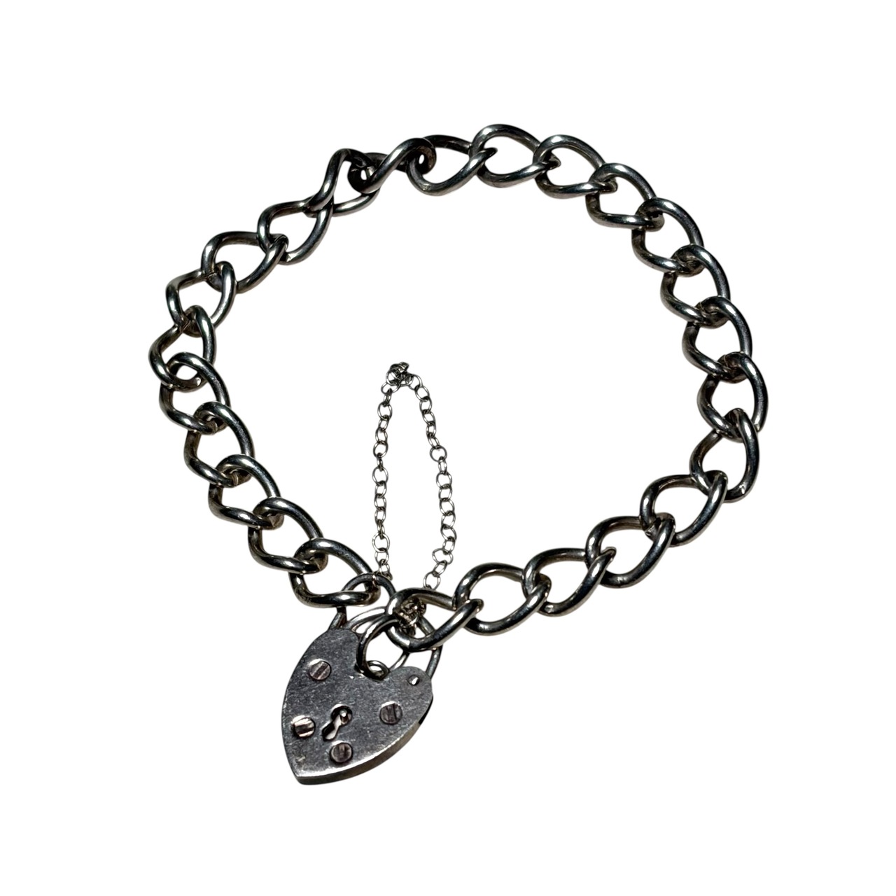 vintage silver padlock bracelet made in UK (size18cm)