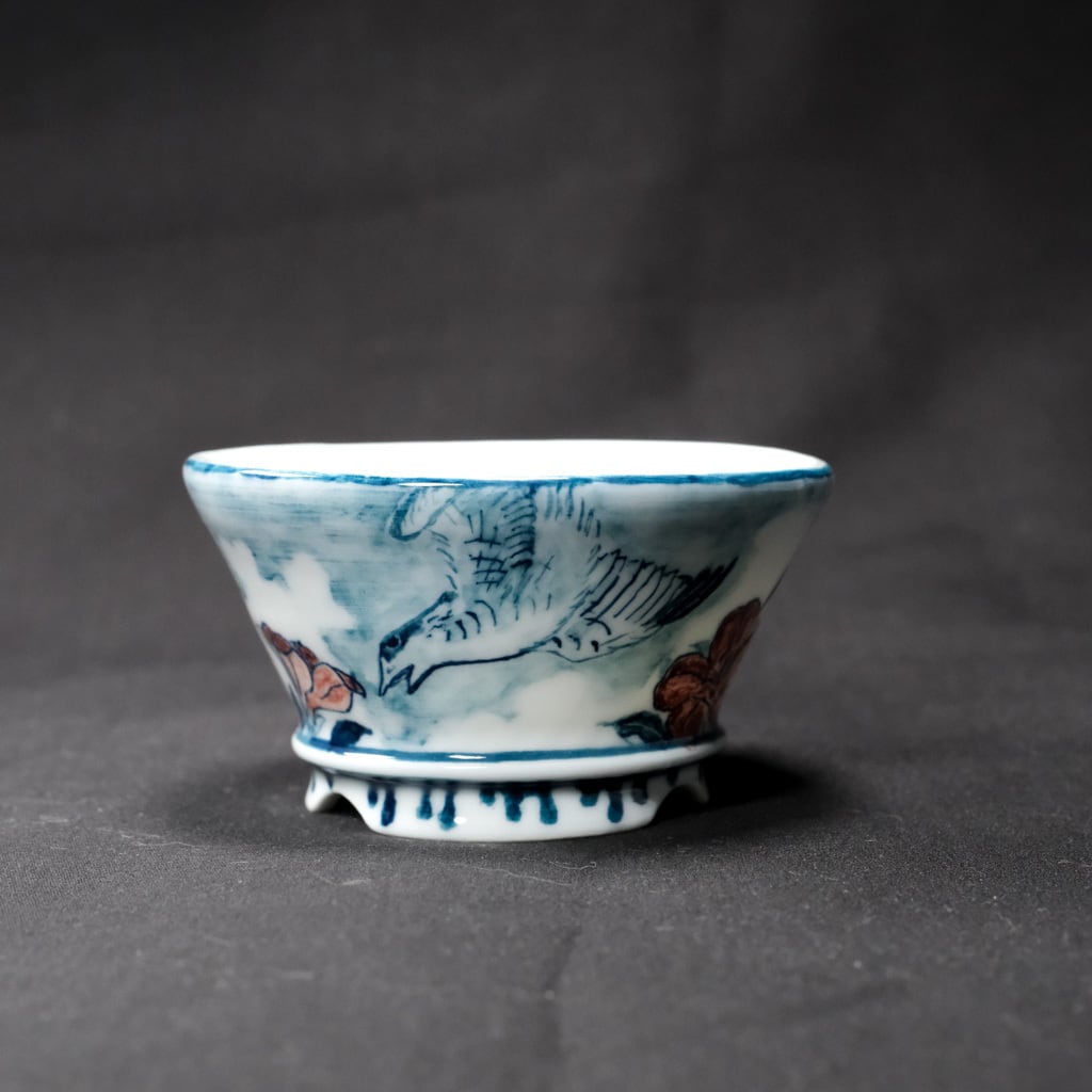 683.木黄 漢詩段足六角鉢 豆鉢 盆栽鉢 植木鉢 2*2.2*2cm 盆栽鉢・水盤 | 遊恵盆栽 本店