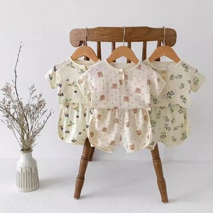 【BABY＆KID】夏新作ヨーロッパ風熊柄or花柄セットアップ