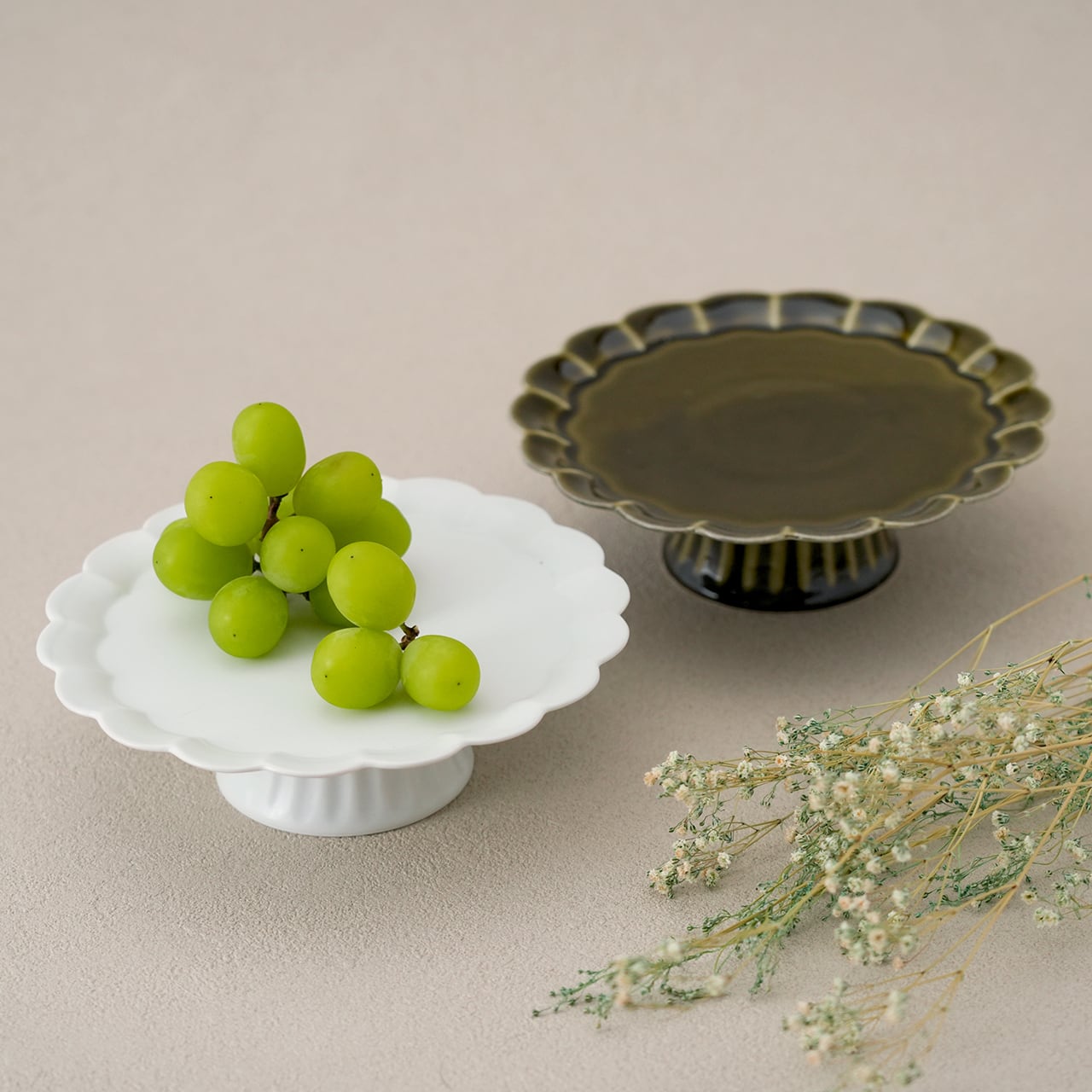 皓洋窯］フラワーコンポート（オリーブ・ホワイトバニラ） | フラッグス