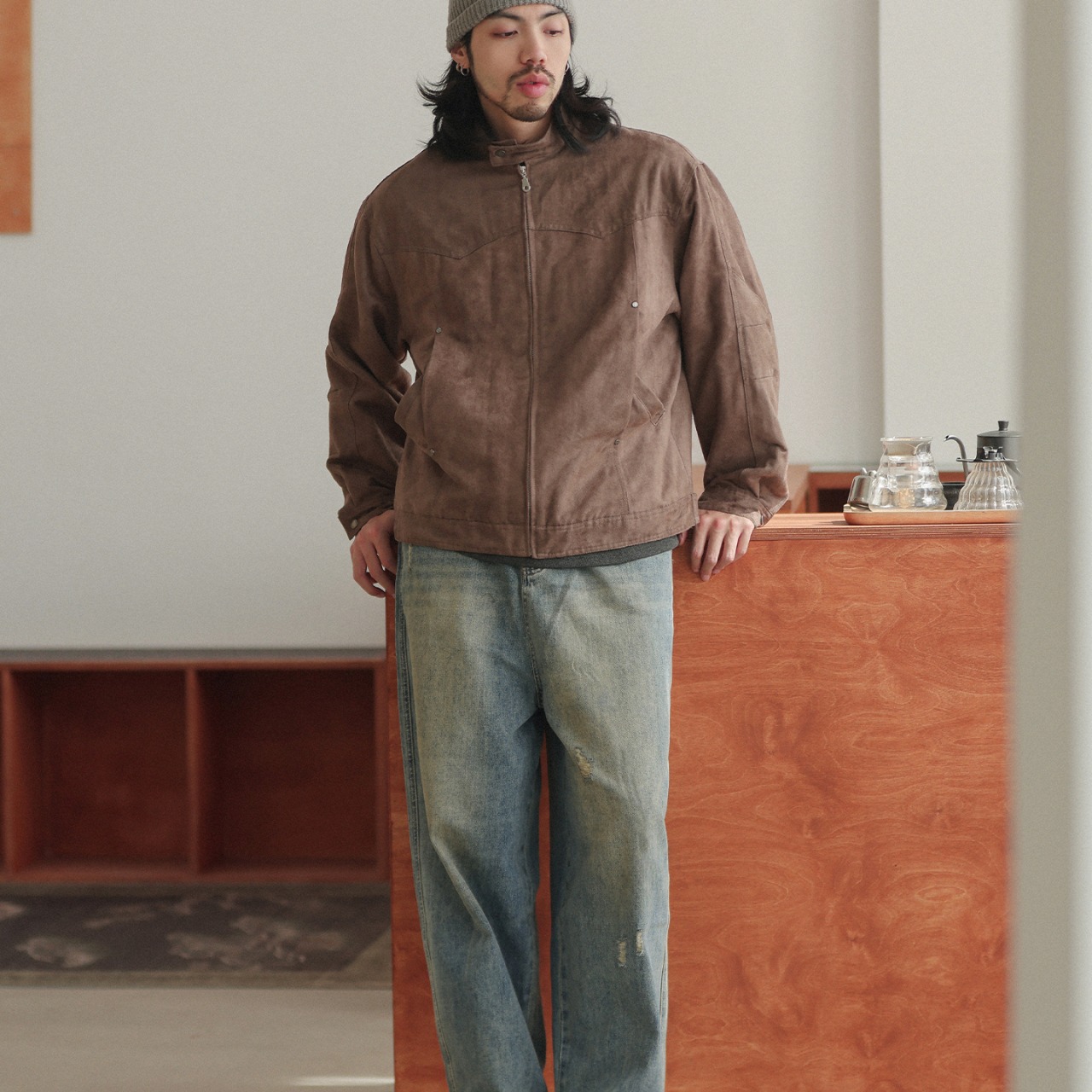 スエードタッチ スタンドカラー ジャケット K5384 - 5