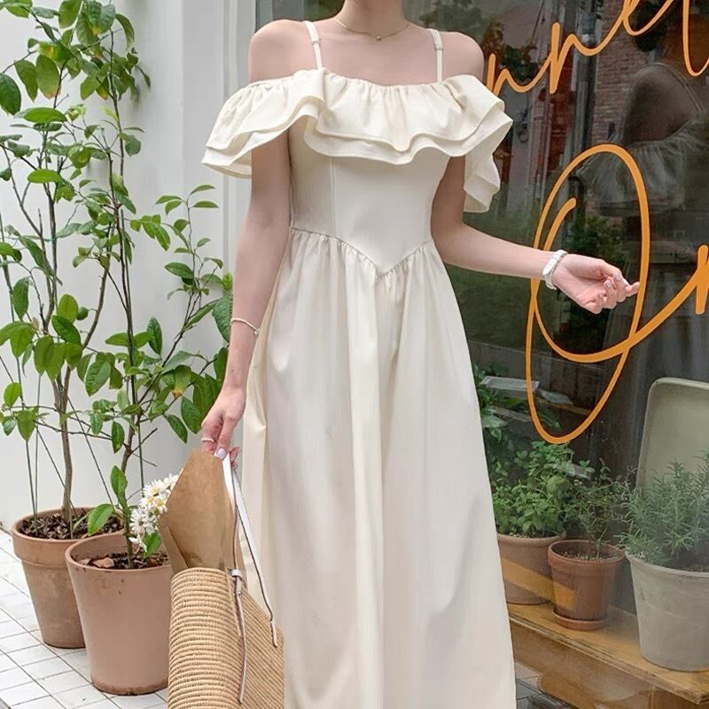 2色♡2wayオフショルダーフリルロングキャミワンピース | selectshop 
