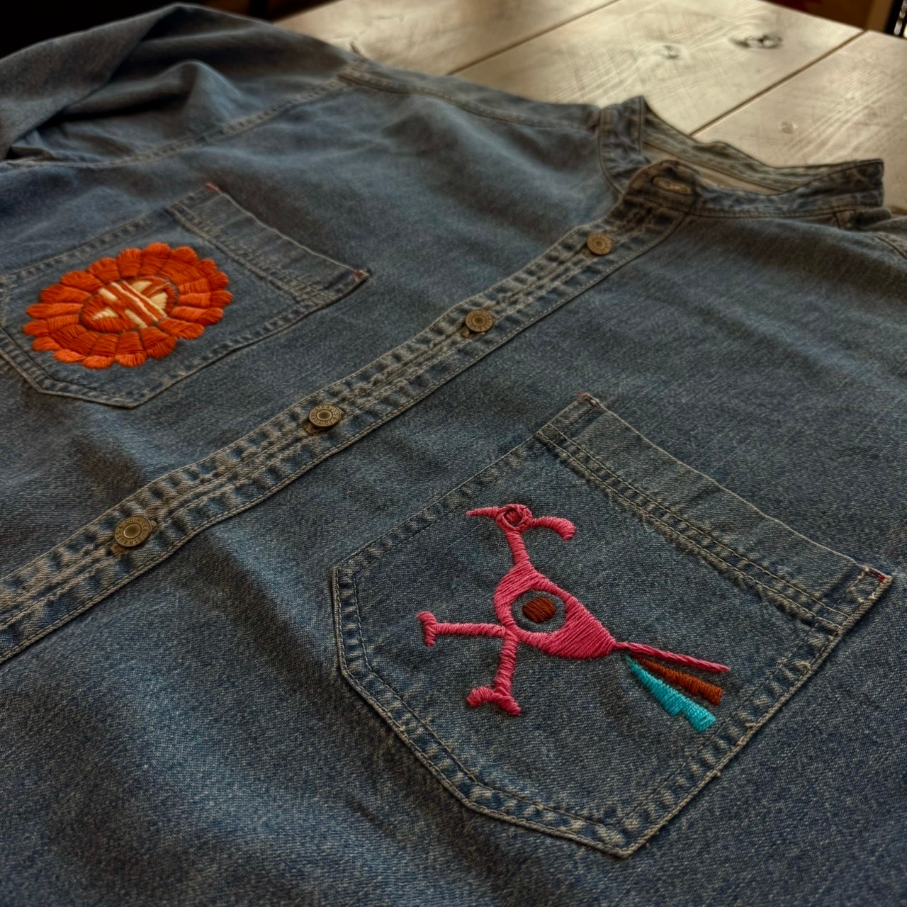 ナスングワム【Nasngwam】Indian motif Denim Shirt　Lサイズ - 3