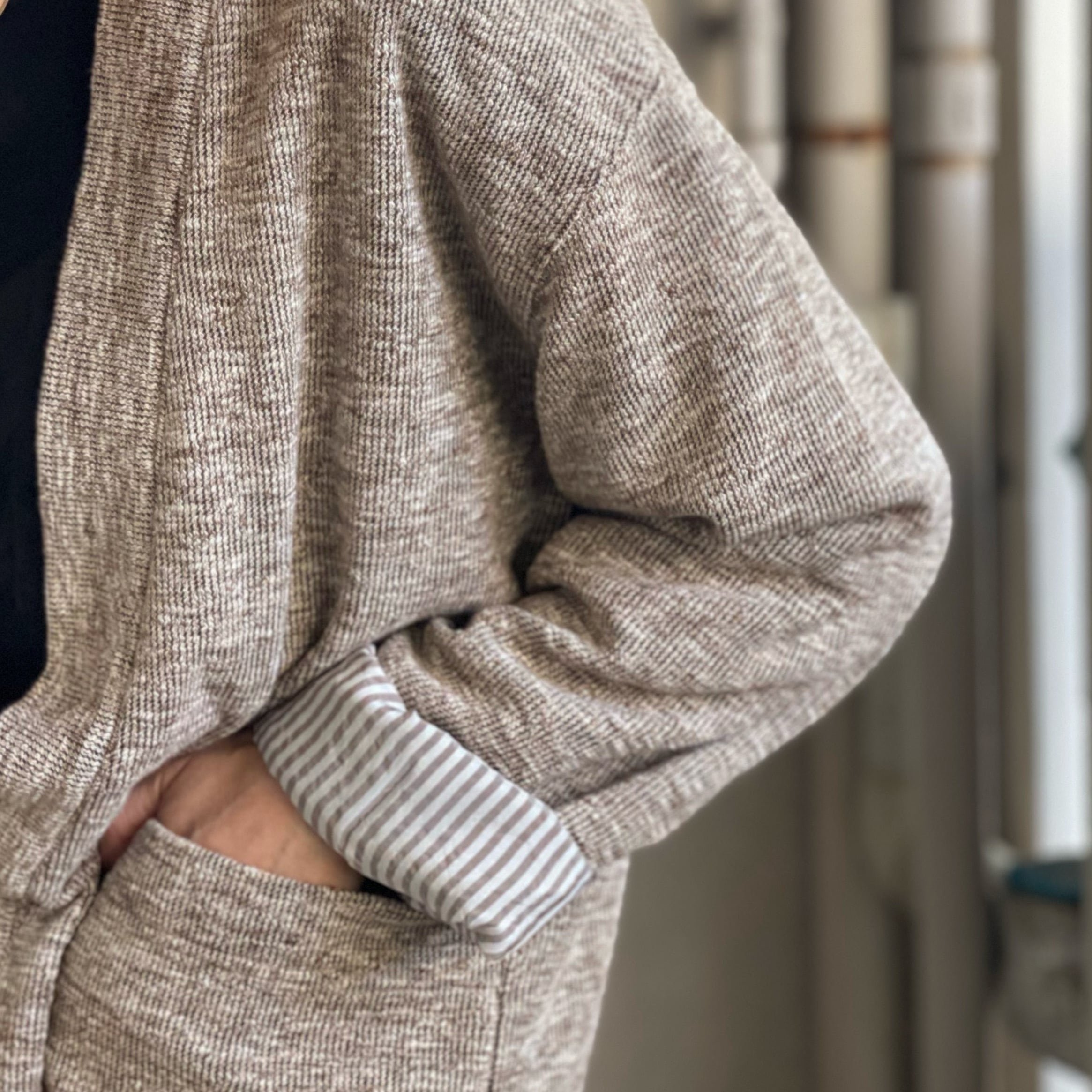 ts(s) ティーエスエス Cotton Polyester Slub Yarn Mix Jersey Lined Easy Cardigan