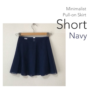 ◆[SHORT] Minimalist Ballet Skirt : Navy (ショート丈・プルオンバレエスカート『ミニマリスト』(Navy（ネイビー））