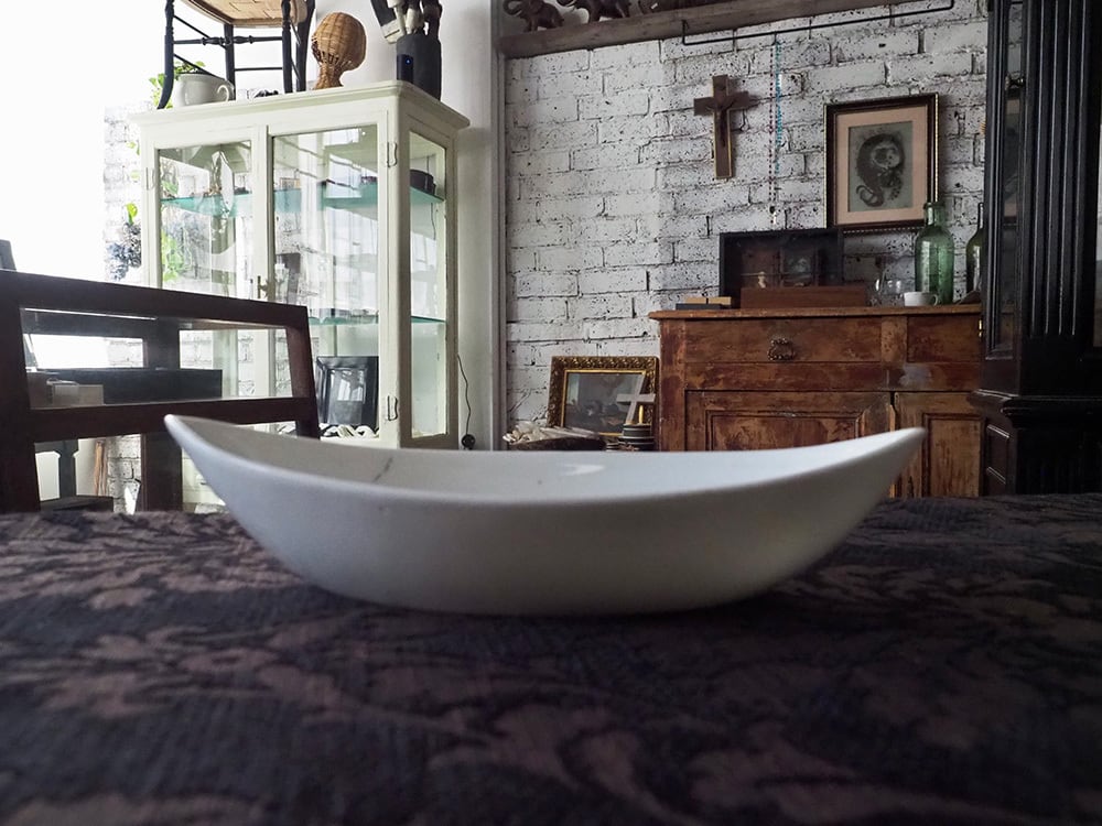 初期の磁器製のラヴィエ 19世紀初期 白磁 舟形ラヴィエ フランス アンティーク 0501741