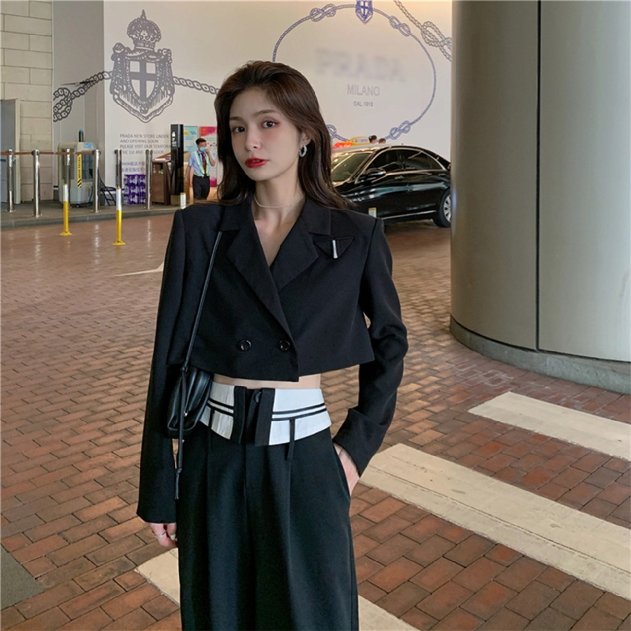 ゴスロリ系 オールインワン ジャケット ワイドパンツ ハイウエスト 細  