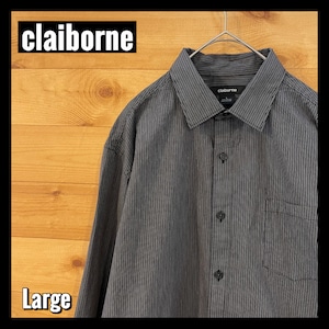 【claiborne】ストライプシャツ 柄シャツ 長袖シャツ シックな大人の印象 US古着