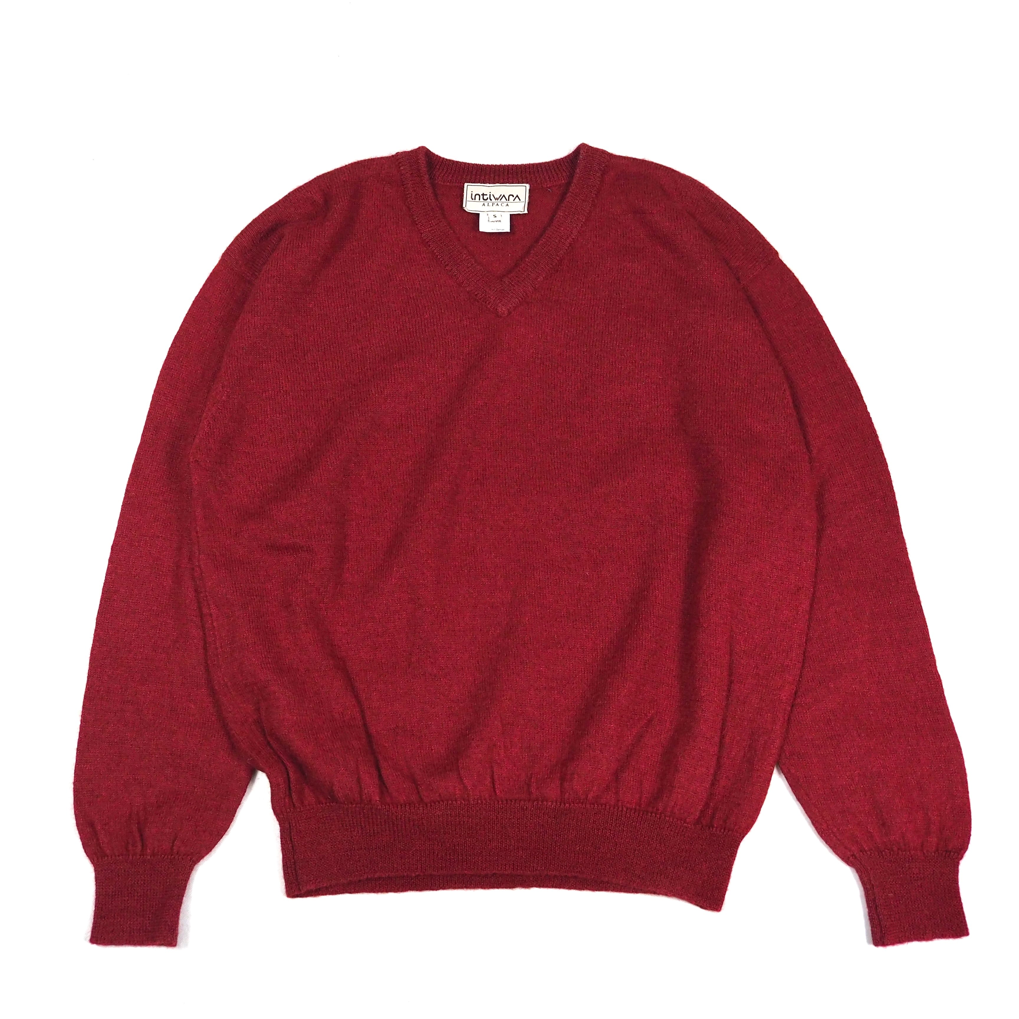 intiwara《baby alpaca/silk》Vneck knit sweater S ベビーアルパカ シルク Vネックセーター