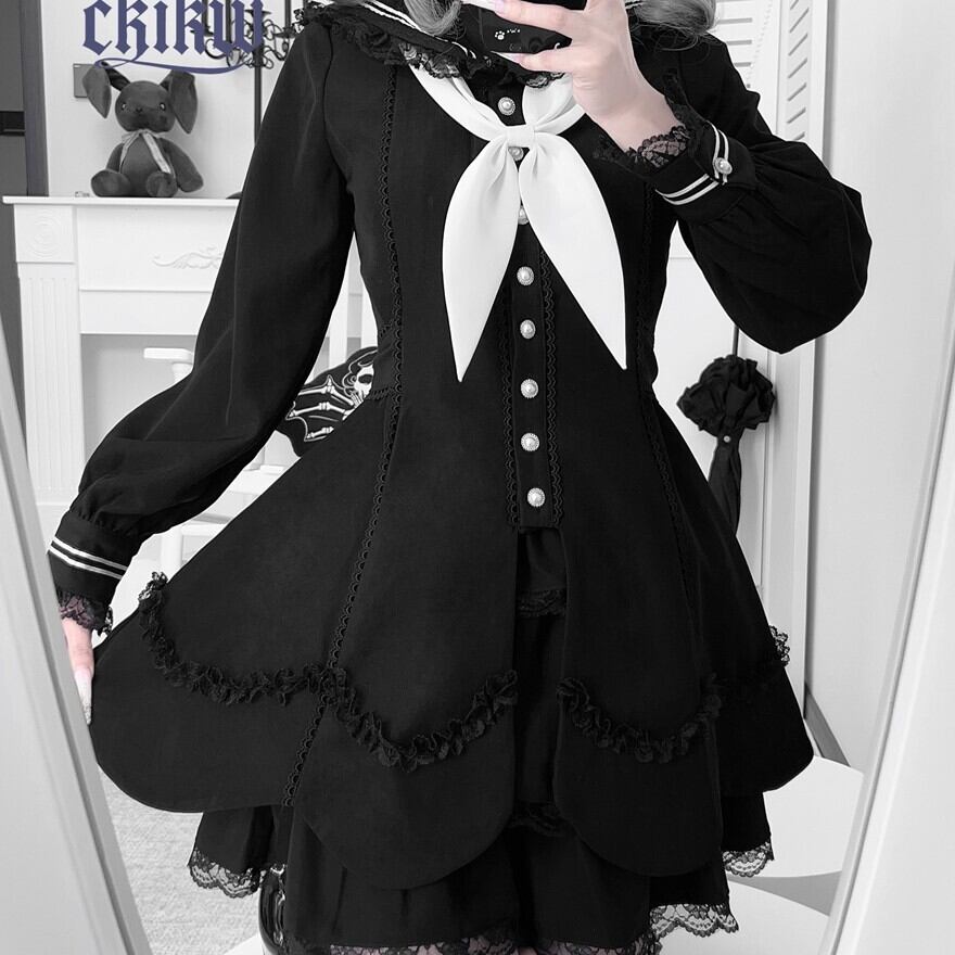 地雷系 ゴスロリ セーラーワンピース 双子コーデ