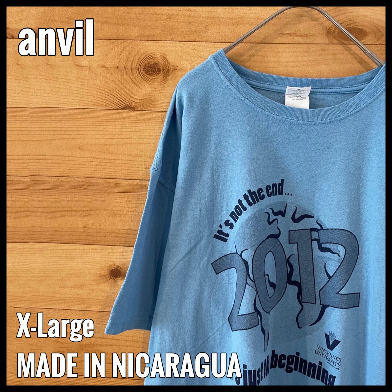 【anvil】カレッジ ビンセンズ大学 ロゴ プリント Tシャツ Vincennes University XL ビッグサイズ US古着 アメリカ古着