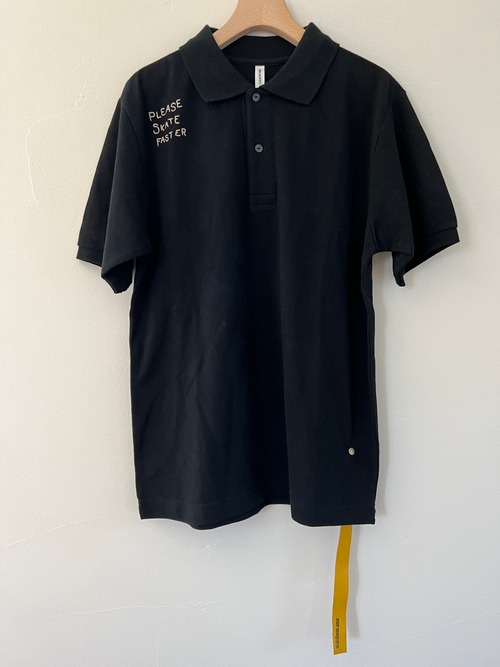 Please Skate Faster, Hand Embroidered, Reclaimed Polo