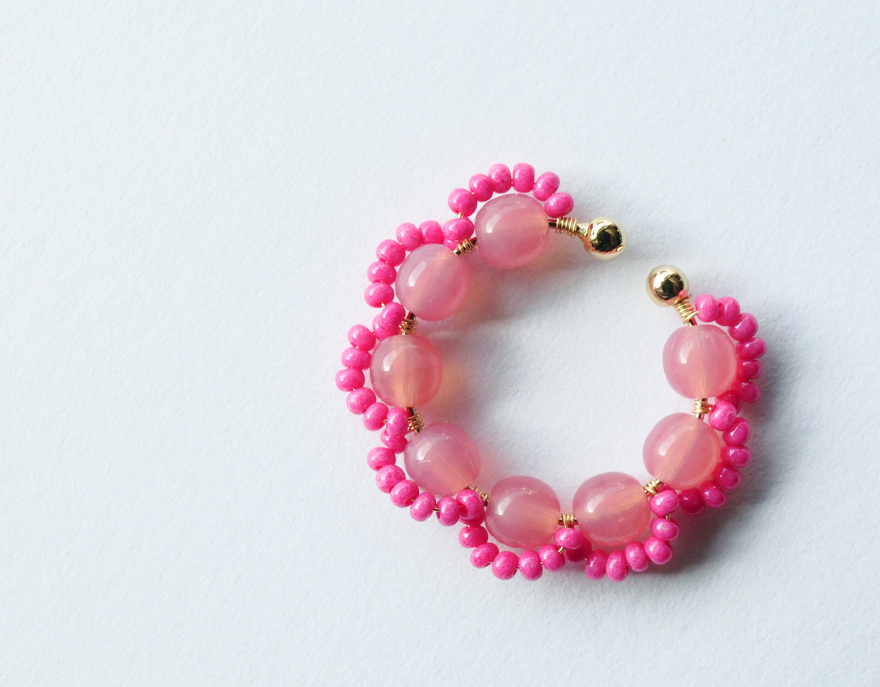 ＜Rollo～イロヅクビジュー～＞イヤーカフ『 Momoiro × Pink 』