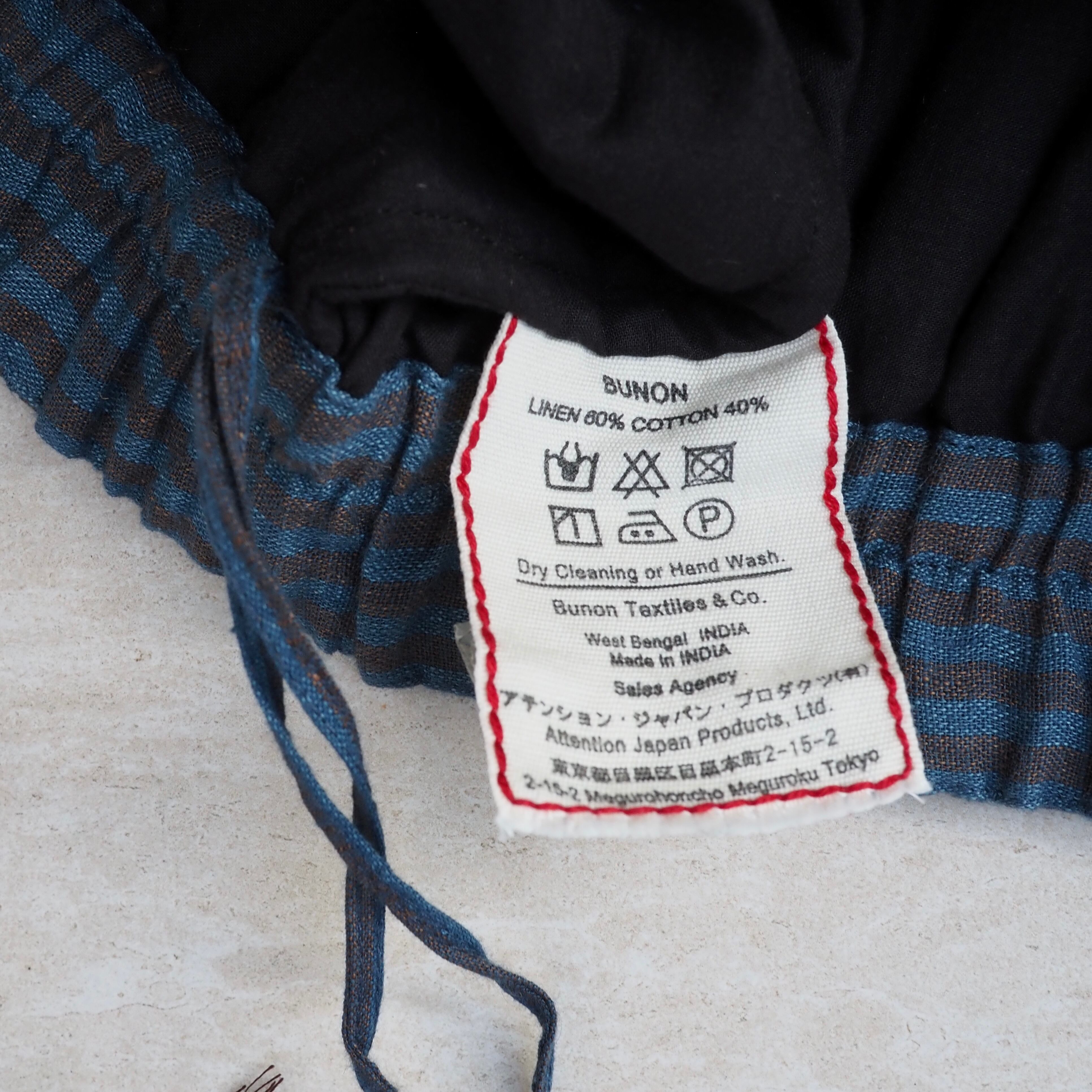 BUNON/ Ruffle Tuck Pants /パンツ(Brown×Blue strip)