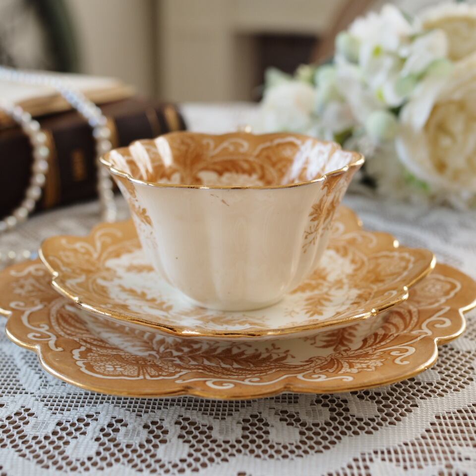 シェリー ワイルマンWileman フェーン模様の優美 トリオ カップ